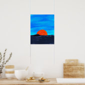 Einfache Sonnenuntergänge in Blau und Orange Art Poster (Küche)