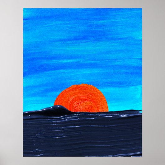 Einfache Sonnenuntergänge in Blau und Orange Art Poster (Vorne)