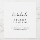 Einfache spanische Hochzeitsweinetiketten Weinetikett (Einzelnes Label)
