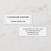 Einfache spanische Übersetzer-Visitenkarte Mini Visitenkarte (Vorne/Hinten)