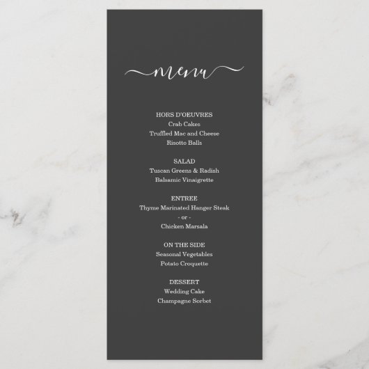 Einfache Speisekarte für Hochzeiten oder andere Be Programm (Vorderseite)