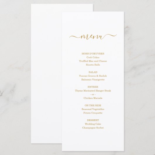 Einfache Speisekarte für Hochzeiten oder andere Be Programm (Vorne/Hinten)