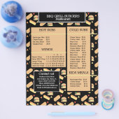 Einfache Speisekarte Hamburger GRILLEN Grill Resta Flyer (Einzeln)