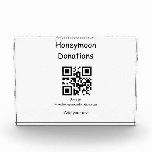 Einfache Spenden für Hochzeitsreise q r Kabeljau Fotoblock (Vorderseite)