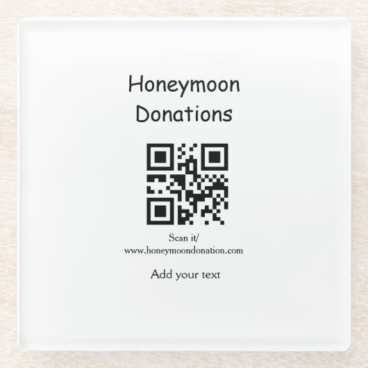 Einfache Spenden für Hochzeitsreise q r Kabeljau Glasuntersetzer (Vorderseite)