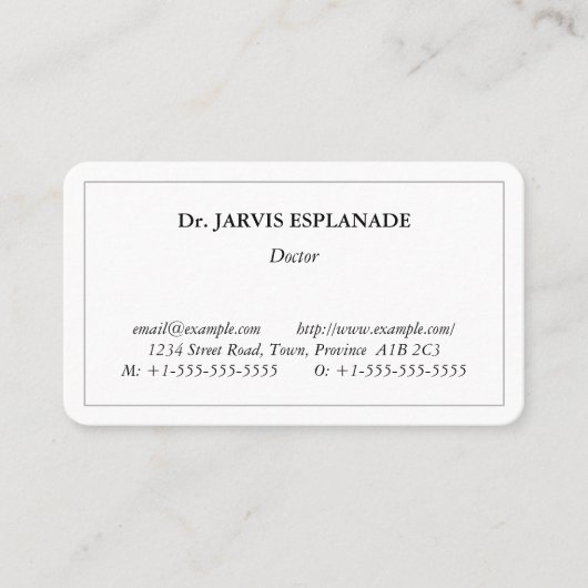 Einfache, spezialisierte Visitenkarte für das Gesu (Vorderseite)