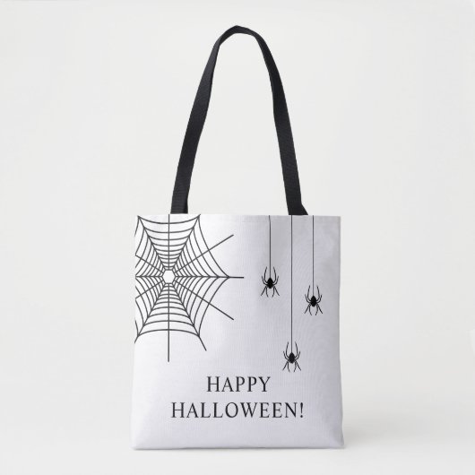 Einfache Spinnen und Spiderweb Happy Halloween Tasche (Vorderseite)