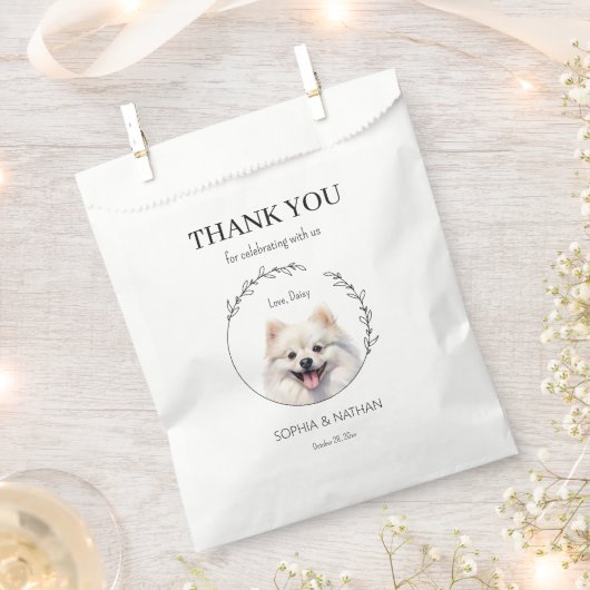 Einfache Spitz Hunde Hochzeit Vielen Dank für Ihr Geschenktütchen (Ausgeschnitten)