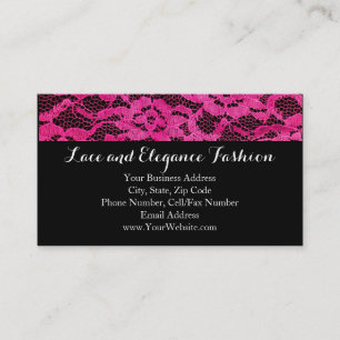Einfache Spitze Hot Pink Schwarze Mode Romantik Visitenkarte