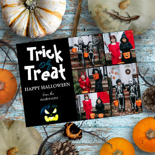 Einfache Spooky Kürbis Halloween FotoCollage Feiertagskarte