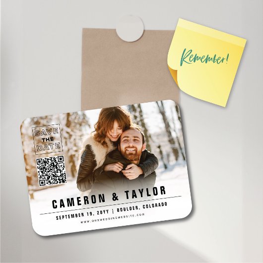 Einfache Square Box Foto Moderner Chic Save the Da Magnet