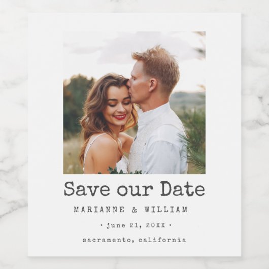 Einfache SQUARE Foto Hochzeit speichern Sie das Da Weinetikett (Einzelnes Label)