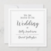 Einfache Square Graue und weiße Designeinladung (Vorderseite)