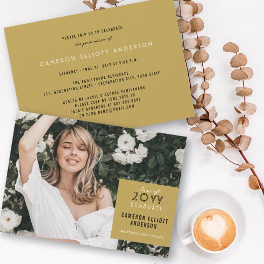 Einfache Square Minimalistisch Foto Graduation Par Einladung