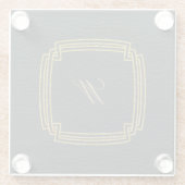 Einfache Square-Monogramm auf dunklem Leder Glasuntersetzer (Rückseite)