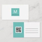 Einfache Square Monongram QR und Name Contact Card Visitenkarte (Vorne/Hinten)