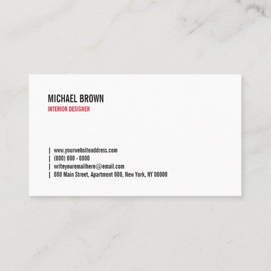 Einfache Square Red Box Modern Visitenkarte (Rückseite)