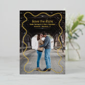 Einfache Squiggle Frame Moderne Hochzeit Sichern S Folieneinladung (Stehend vorne)