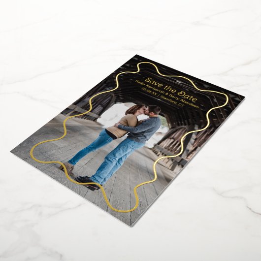 Einfache Squiggle Frame Moderne Hochzeit Sichern S Folieneinladung (Gedreht)