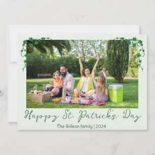 Einfache St. Patrick's Day Shamrocks Familienfoto Feiertagskarte