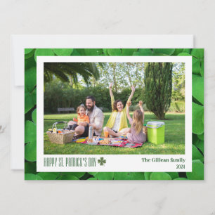 Einfache St. Patricksday Shamrocks Familienfoto  Feiertagskarte