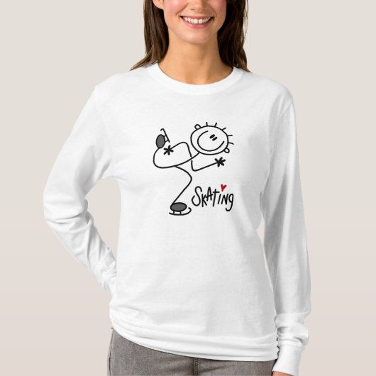 Einfache Stäbchenfigur Eislauf T-Shirts und Gesche (Vorderseite)