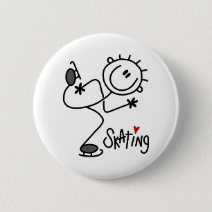 Einfache Stäbchenfigur Eislauf T-Shirts und Gesche Button