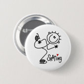 Einfache Stäbchenfigur Eislauf T-Shirts und Gesche Button (Vorne & Hinten)