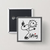 Einfache Stäbchenfigur Eislauf T-Shirts und Gesche Button (Vorne & Hinten)