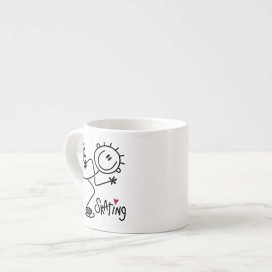 Einfache Stäbchenfigur Eislauf T-Shirts und Gesche Espressotasse (Vorderseite Links)