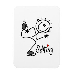 Einfache Stäbchenfigur Eislauf T-Shirts und Gesche Magnet