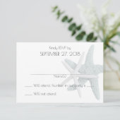 Einfache Starfish White Wedding Reply Cards RSVP Karte (Stehend Vorderseite)