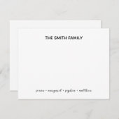 Einfache Stationierung einer schwarzen Skriptfamil Mitteilungskarte (Vorne/Hinten)