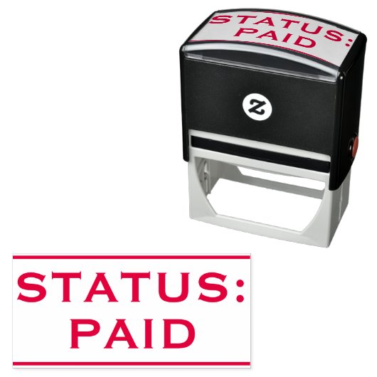 Einfache "STATUS: ZAHLT" Briefmarke aus Kautschuk Permastempel (Beispiel)