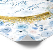 Einfache staubblaue boho Aquarellfarben-Blume Poster (Ecke)