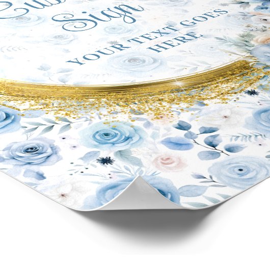 Einfache staubblaue boho Aquarellfarben-Blume Poster (Ecke)