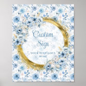 Einfache staubblaue boho Aquarellfarben-Blume Poster (Vorne)