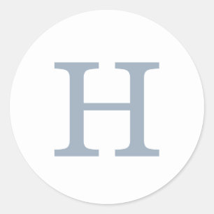 Einfache staubblaue und weiße Monogramm-Hochzeit Runder Aufkleber