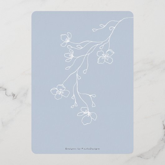 Einfache, staubige, moderne Blumengarten Hochzeit Folieneinladung (Rückseite)