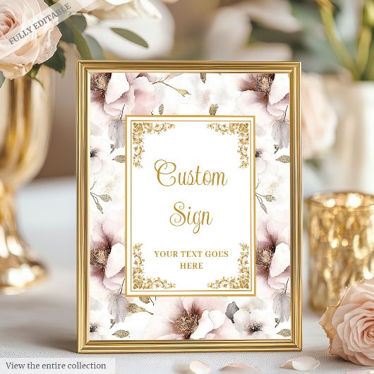 Einfache staubige rosa Blume und Goldverheiratung Poster