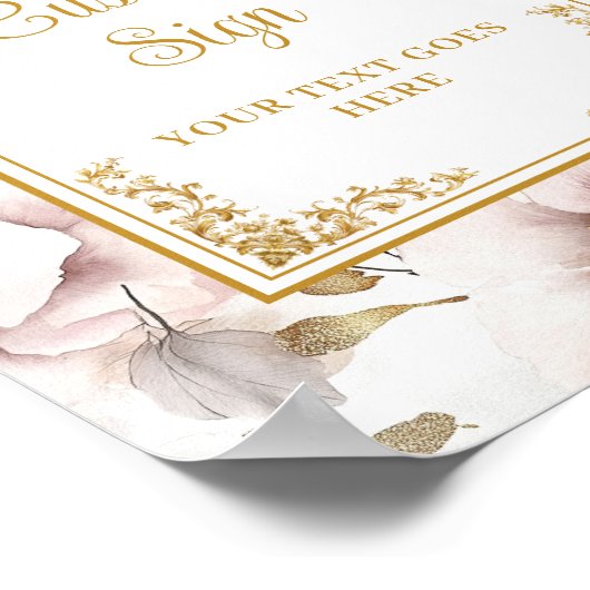 Einfache staubige rosa Blume und Goldverheiratung Poster (Ecke)