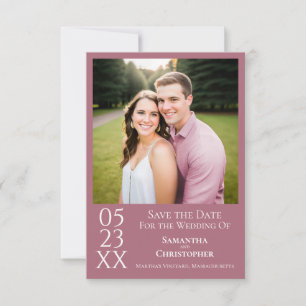 Einfache Staubige Rose Moderne Minimalistische Fot Save The Date