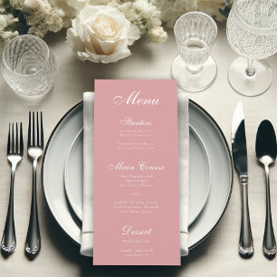 Einfache Staubige Rosen-Rosa Elegante Schrift Kall Menükarte
