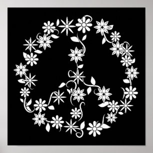 Einfache Sterne und Blumen Friedensgrafik Poster