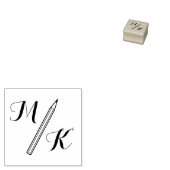 Einfache Stift-Monogramm-Initialen 1x1 Gummistempel (Stempel)