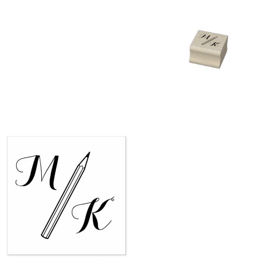 Einfache Stift-Monogramm-Initialen 1x1 Gummistempel (Stempel)