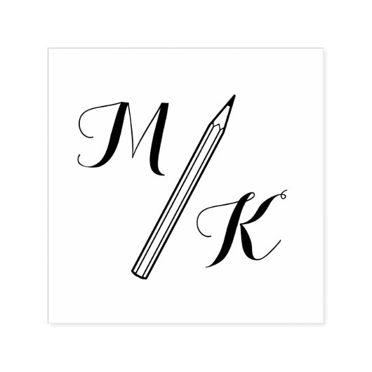 Einfache Stift-Monogramm-Initialen Permastempel (Design)