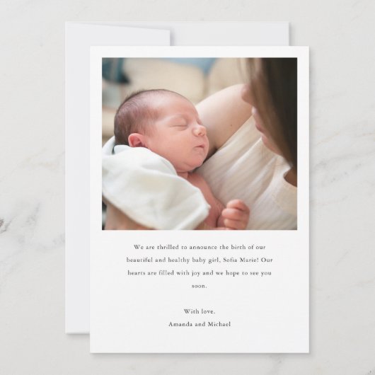 Einfache Stilftige, moderne Script Boy oder Girl B Ankündigung (Rückseite)