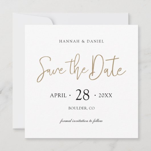 Einfache Stilvergoldung Save the Date mit QR-Code (Vorderseite)