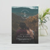 Einfache, stilvolle 2-Foto-Script-Hochzeit Einladung (Stehend Vorderseite)